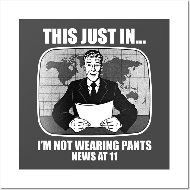 This Just In.. I'm Not Wearing Pants News at 11 Funny Humor Wall Art by Alema Art